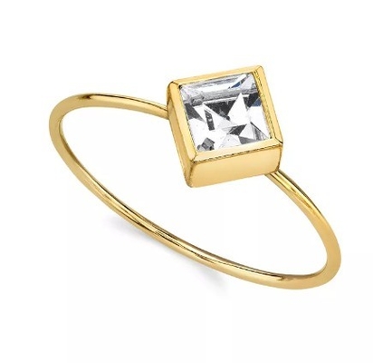 14K Gold Dip Cubic Zirconia Crystal Ring OEM Strass Ring