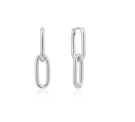 Eenvoudige zilveren oorbel 30 mm hoog elegant ontwerp