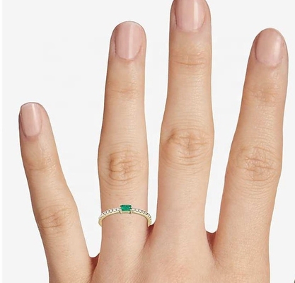 Fijne sieraden 925 Sterling zilveren ring met groene of witte stenen en 18 karat goud