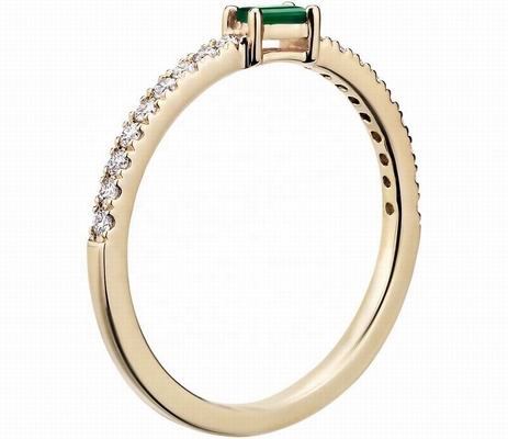 Fijne sieraden 925 Sterling zilveren ring met groene of witte stenen en 18 karat goud