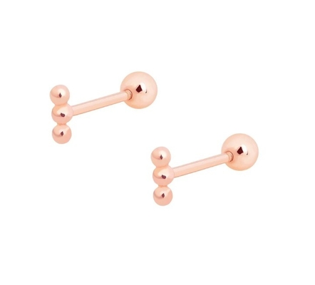 Mini Barbell met kralen Zilveren oordopje met schroef achterin 925 Sterling zilver