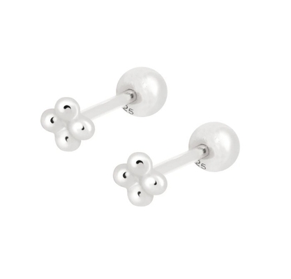 6 mm zilveren kleine bal met kralen Barbell stud oorbellen met schroefachterkant sieraden