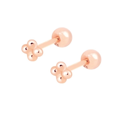6 mm zilveren kleine bal met kralen Barbell stud oorbellen met schroefachterkant sieraden