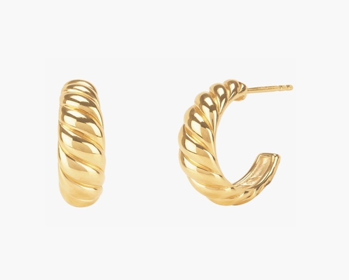 Croissant Dome Hoop Oorbellen 18K Vergulde Zilveren Croissant Dome Hoops