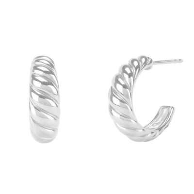 Croissant Dome Hoop Oorbellen 18K Vergulde Zilveren Croissant Dome Hoops