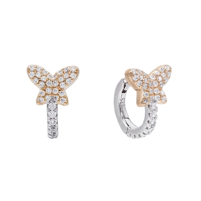 Mini Summer Butterfly Wit CZ Huggies 925 Sterling zilveren oorbellen