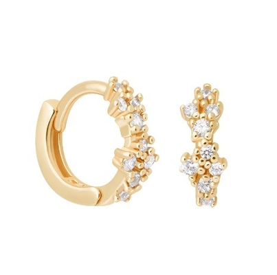 Bloemvormige witte CZ 925 Sterling Silevr Huggies oorbellen voor vrouwen