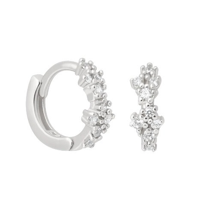 Bloemvormige witte CZ 925 Sterling Silevr Huggies oorbellen voor vrouwen