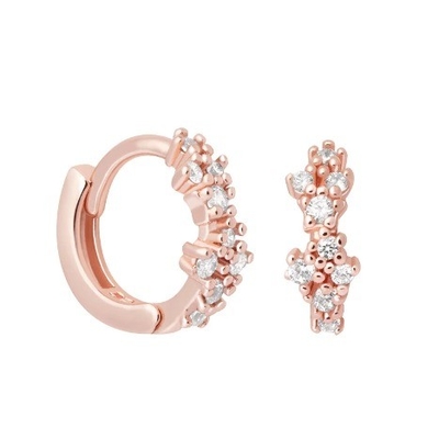 Bloemvormige witte CZ 925 Sterling Silevr Huggies oorbellen voor vrouwen