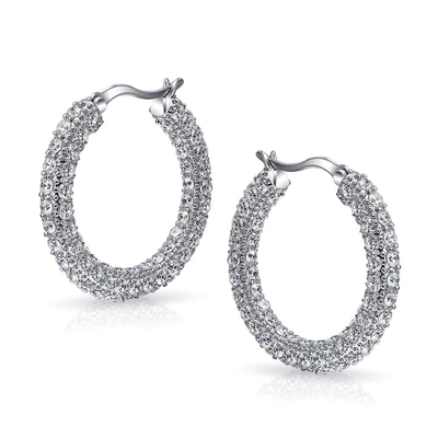 925 Sterling zilver bruidsringe Pave White CZ Hoop oorbellen voor modieuze bruiden