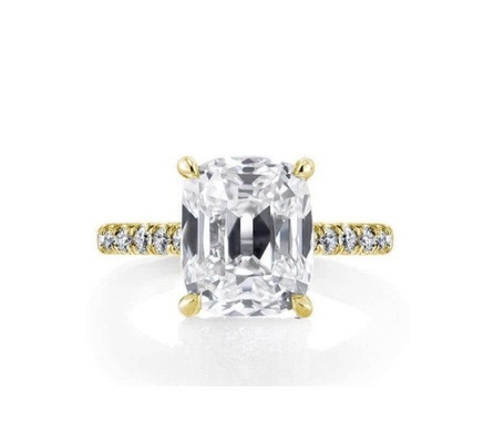 Witte CZ 925 Sterling zilveren verlovingsring 18K vergulde baguette