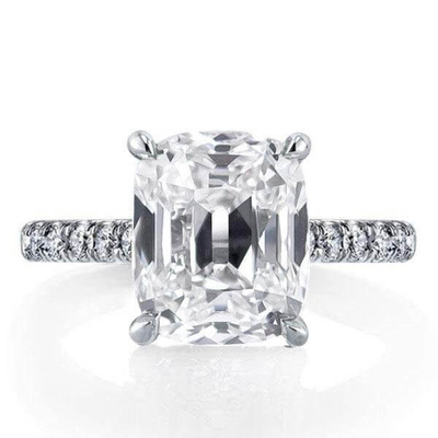 Witte CZ 925 Sterling zilveren verlovingsring 18K vergulde baguette