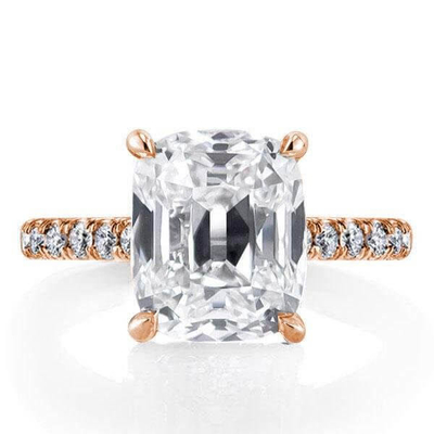 Witte CZ 925 Sterling zilveren verlovingsring 18K vergulde baguette