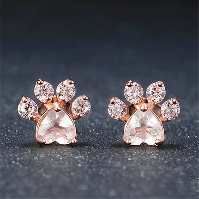 Liefdevolle uitstraling Kinderen dierenvoetafdrukken Stud oorbellen in 925 sterling zilver messing