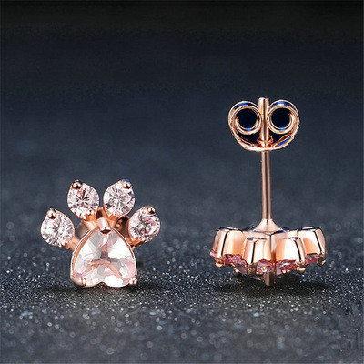 Liefdevolle uitstraling Kinderen dierenvoetafdrukken Stud oorbellen in 925 sterling zilver messing