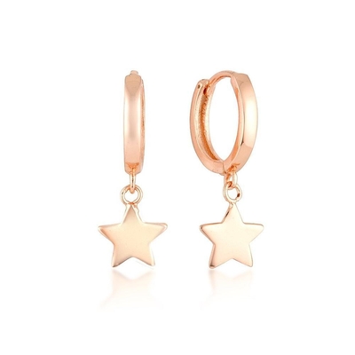 Messing 14K Gouden Ster Hoop Oornappen Voor Vrouwen Eenvoudige Dagelijkse Sieraden
