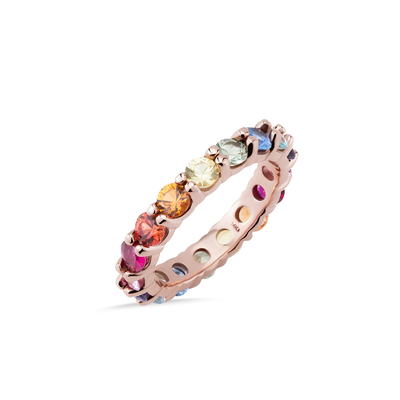 Unieke prong kleurrijke kubische zircon accessoires vrouwen 925 sterling zilver eeuwigheid band ring
