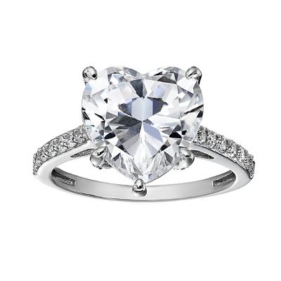 Micro Insert Inlay Technology Hart gesneden CZ Stone 925 Sterling zilver verlovingsringen