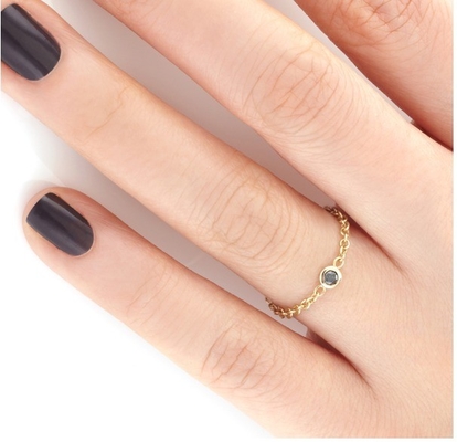 3mm Steengrootte Populair Goudgeplatte 925 Zilveren Bezel Setting Zwarte CZ Ketting Ring Voordeel