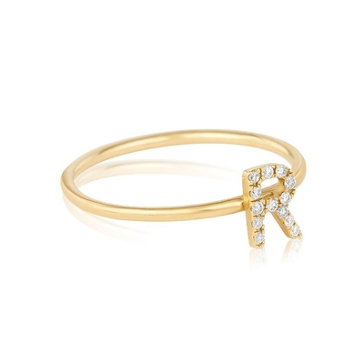 Zilveren sieraden gepersonaliseerde 18K vergulde stapelingen initiële CZ dunne ringen voor vrouwen