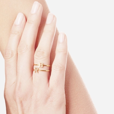 Zilveren sieraden gepersonaliseerde 18K vergulde stapelingen initiële CZ dunne ringen voor vrouwen