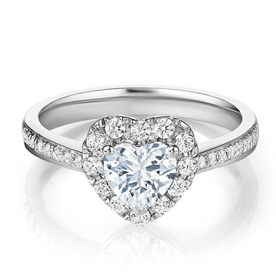 Messing Creative Heart Shape Clear CZ 925 Sterling Silver Eternity Band Rings Voor Vrouwen Sieraden