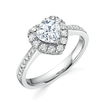 Messing Creative Heart Shape Clear CZ 925 Sterling Silver Eternity Band Rings Voor Vrouwen Sieraden