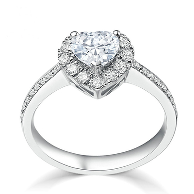 Messing Creative Heart Shape Clear CZ 925 Sterling Silver Eternity Band Rings Voor Vrouwen Sieraden