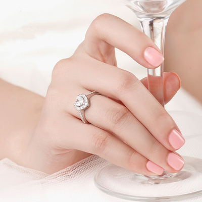 Messing Creative Heart Shape Clear CZ 925 Sterling Silver Eternity Band Rings Voor Vrouwen Sieraden
