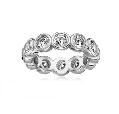 CLASSIC Ins 18K Goud bekleed bezel Setting CZ Eternity Band 925 Sterling zilveren ringen