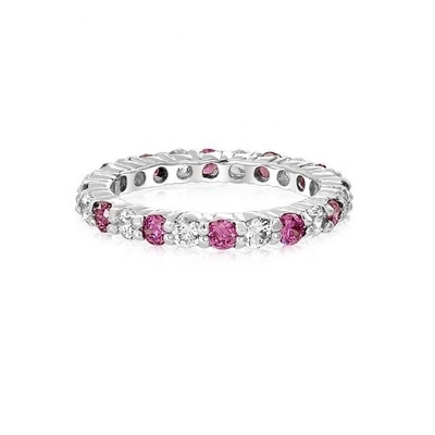 925 Zilveren Eternity Band Ring met Rose Gold Plating en Birthstone CZ Stones Optie