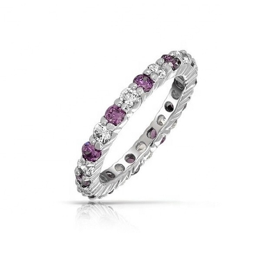925 Zilveren Eternity Band Ring met Rose Gold Plating en Birthstone CZ Stones Optie