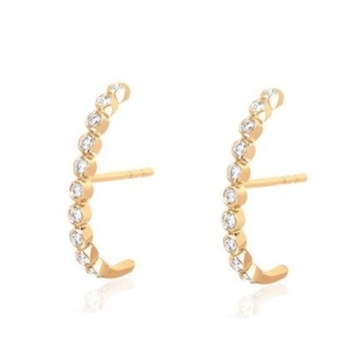18K goud geplatte bezel setting witte kubische zircon stud oorbellen voor vrouwen