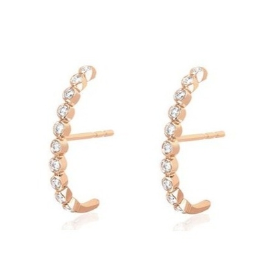 18K goud geplatte bezel setting witte kubische zircon stud oorbellen voor vrouwen