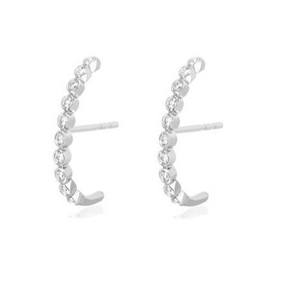 18K goud geplatte bezel setting witte kubische zircon stud oorbellen voor vrouwen