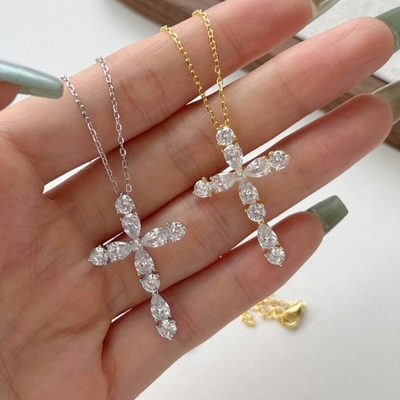 Aanpassen 925 Sterling zilveren kruis ketting 18k zilveren kruis en ketting dames