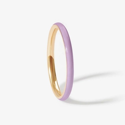 Roze 18K-goudgeplatte ringen met glazuur, solide 925 sterling zilveren stapelringen