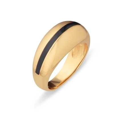 Groothandel 18K Goud gestreept Roze glazuur Dome 925 Sterling zilver Vrouwen Ring