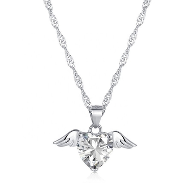 S925 Sterling zilver Liefdesvleugels Halsketting Vrouwen Hart Zircon Schouderbeen Ketting Sieraden