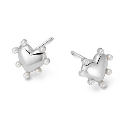 Hartvormige parels Stud oorbellen Handgemaakt in 925 Sterling zilver 14K goud Voor meisjes Mode fijne sieraden