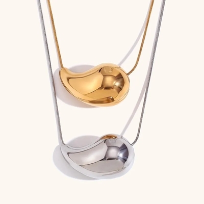 Gepersonaliseerde 18K Gold Teardrop Necklace 45+5cm Messing Teardrop Necklace