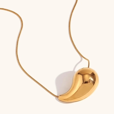 Gepersonaliseerde 18K Gold Teardrop Necklace 45+5cm Messing Teardrop Necklace