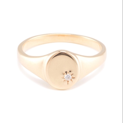 18K goud Vermeil zonnebloem zegelring met minderheidsontwerp in 925 Sterling zilver