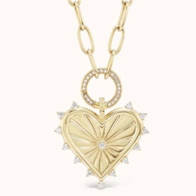 18K goud wit CZ Spiked Love Heart Charm ketting 925 Sterling zilveren hangers