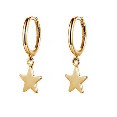 Messing 14K Gouden Ster Hoop Oornappen Voor Vrouwen Eenvoudige Dagelijkse Sieraden