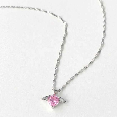 S925 Sterling zilver Liefdesvleugels Halsketting Vrouwen Hart Zircon Schouderbeen Ketting Sieraden