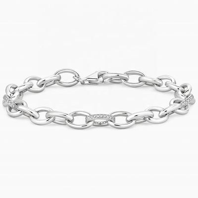 Chic Style Micro Insert Inlay Technologie 925 Sterling zilver Witgoud Link Armband