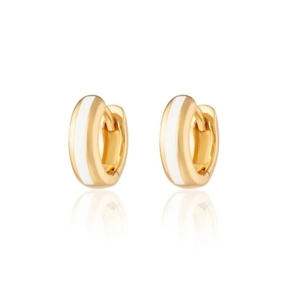 925 Aangepaste logo 18K vergulde roze emaille Huggie oorbellen voor dames chique look