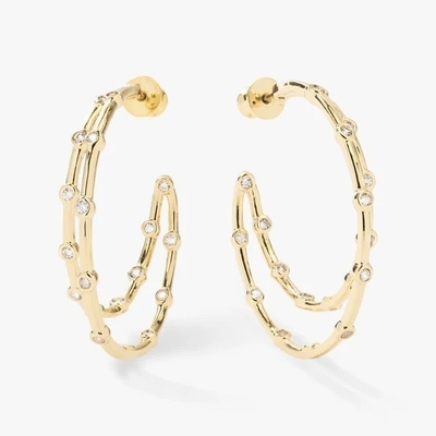 Witte kubische Zirconia Hoop oorbellen Bezel Set Twin Hoop oorbellen 18K goud