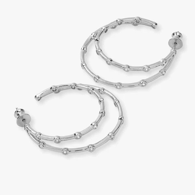 Witte kubische Zirconia Hoop oorbellen Bezel Set Twin Hoop oorbellen 18K goud